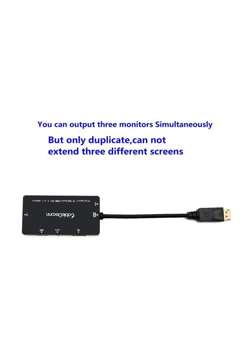 ماركة غير محددة - كابل محول 4 في 1 متعدد الوظائف إلى HDMI/DVI/Vga مع مخرج صوت Micro USB من ذكر إلى أنثى يدعم 3 شاشات في نفس الوقت - Image 1