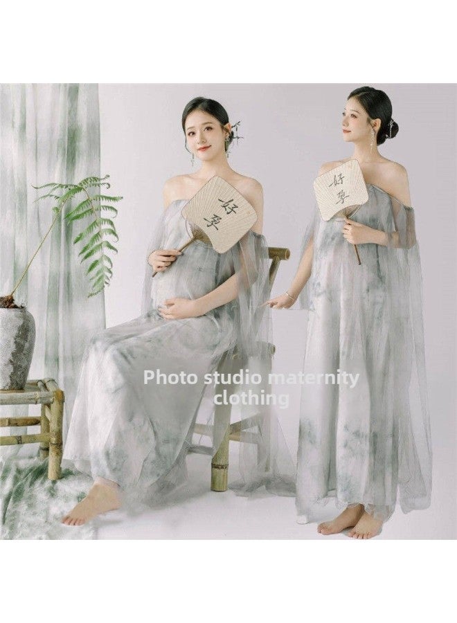 Photography Theme Pregnant Mother Photo Dress Pregnant Women Studio Photography New Chinese Style Retro Elegant Tube Top Dress