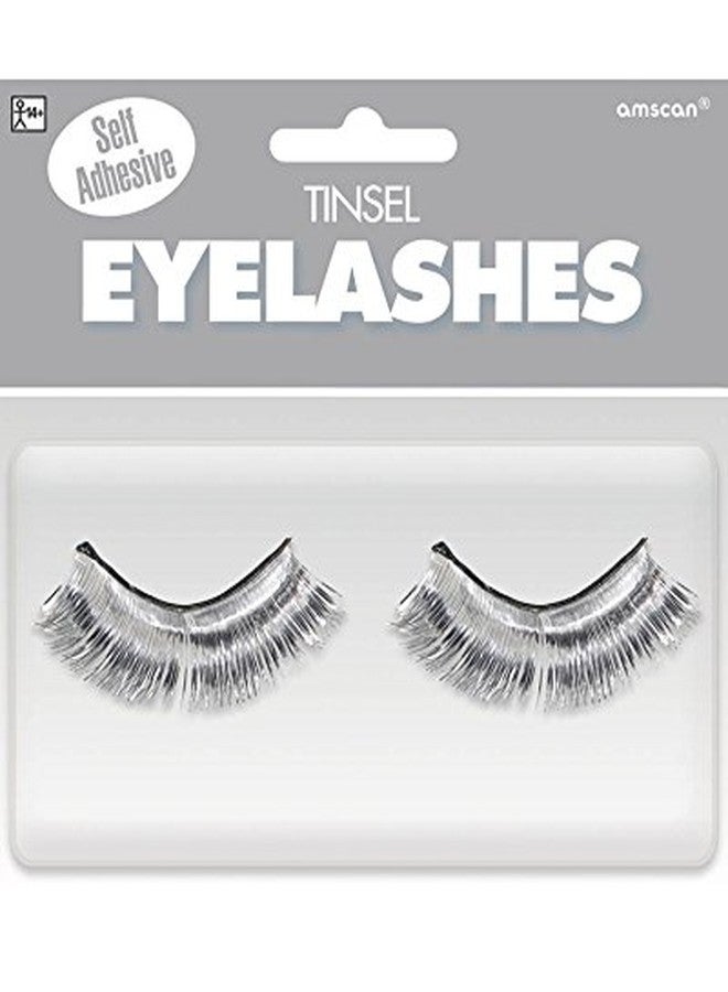 Amscan Silver Tinsel False Eyelashes - 0.5" x 1" (1 Pair) - Stunning Lashes For Parties & Festivals - Image 3