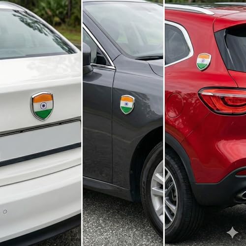 GFX Tiranga/Indian National Flag Sticker (12X9X3cm), 3D Chrome Design for Universal Car, Bike and Truck - All Four Wheeler Exterior Waterproof Self-Adhesive Sticker, Made Vinyl - Image 4