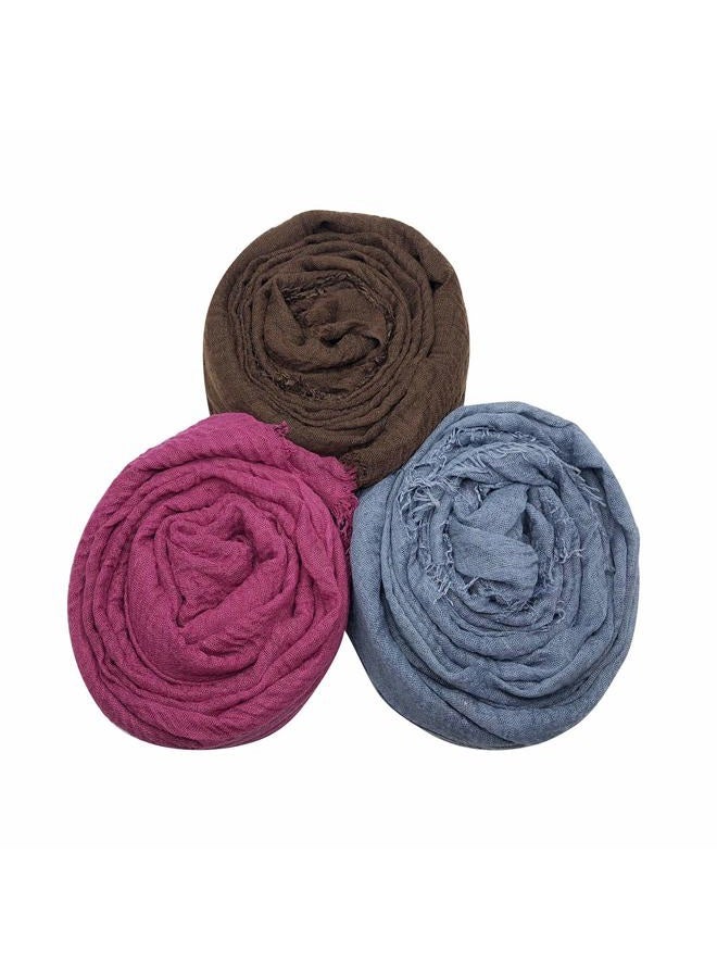 MANSHU 6 PCS Women Soft Shawl Long Scarf and Wrap, Big Head Scarf - Green, Dark Brown, Rose Red, Brown, Grey, Blue, L - Image 4