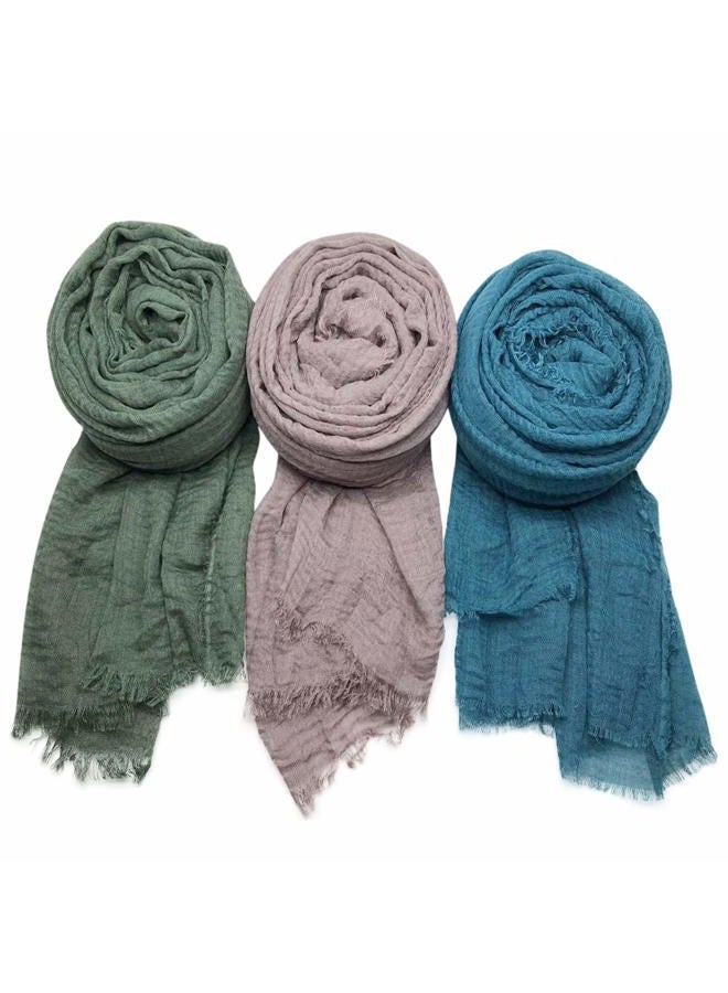 MANSHU 6 PCS Women Soft Shawl Long Scarf and Wrap, Big Head Scarf - Green, Dark Brown, Rose Red, Brown, Grey, Blue, L - Image 2