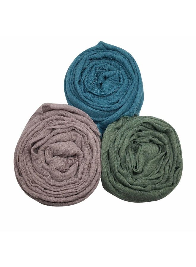 MANSHU 6 PCS Women Soft Shawl Long Scarf and Wrap, Big Head Scarf - Green, Dark Brown, Rose Red, Brown, Grey, Blue, L - Image 5