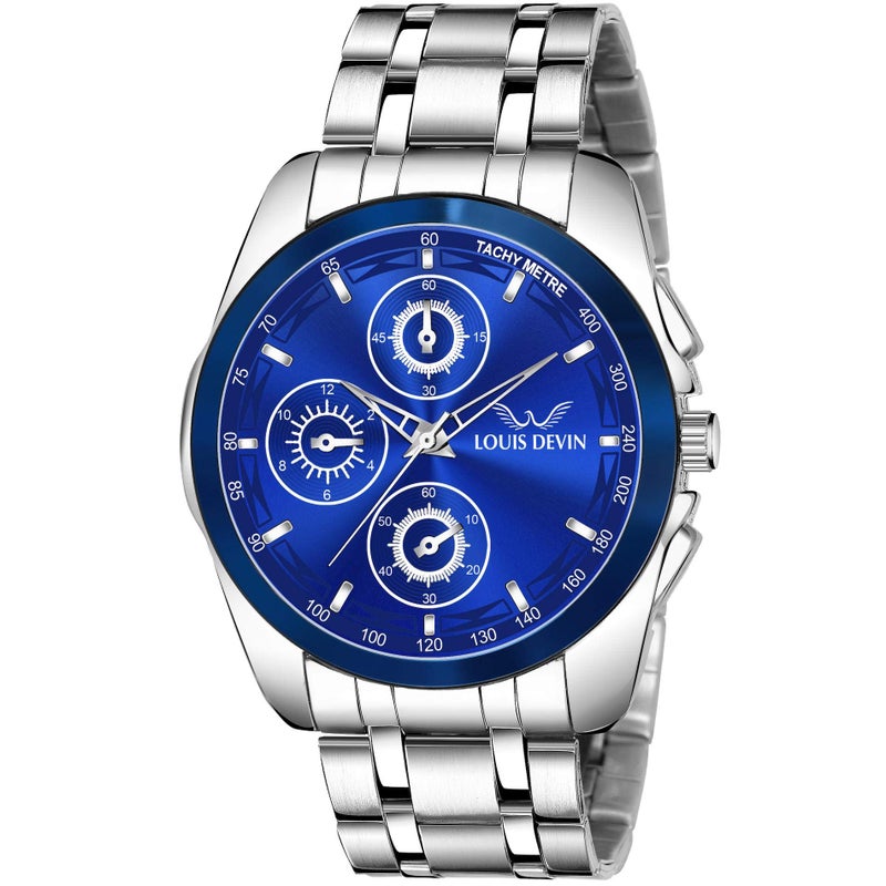 LOUIS DEVIN LD-G036-BLUE Metal Chain Analog Wrist Watch for Men - Image 5