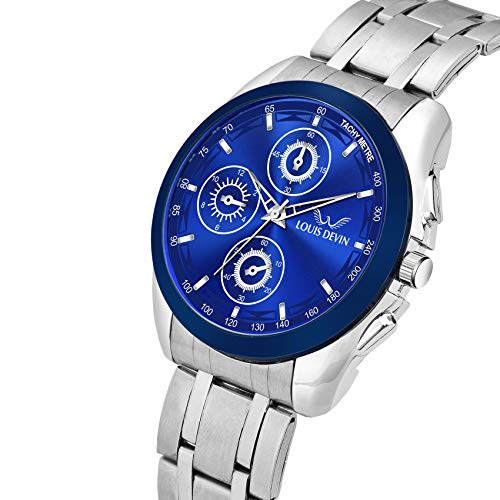 LOUIS DEVIN LD-G036-BLUE Metal Chain Analog Wrist Watch for Men - Image 4
