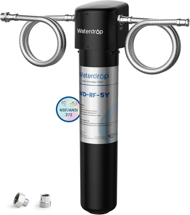 Waterdrop UA-5Y 𝟓 𝐘𝐞𝐚𝐫𝐬 Under Sink Water Filter System, Ultra Long Life, Reduces Lead, Chlorine, Bad Taste & Odor, Water Filter for Sink Faucet Direct Connect to Kitchen Faucet, USA Tech - Image 1