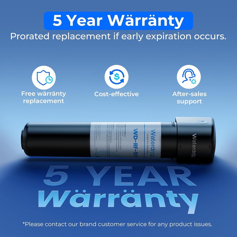 Waterdrop UA-5Y 𝟓 𝐘𝐞𝐚𝐫𝐬 Under Sink Water Filter System, Ultra Long Life, Reduces Lead, Chlorine, Bad Taste & Odor, Water Filter for Sink Faucet Direct Connect to Kitchen Faucet, USA Tech - Image 3