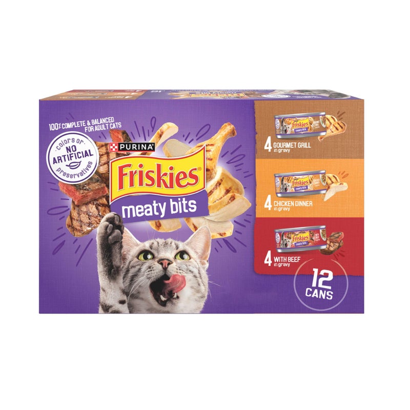 Friskies Purina Friskies Gravy Wet Cat Food Variety Pack, Meaty Bits - (2 Packs of 12) 5.5 oz. Cans - Image 1
