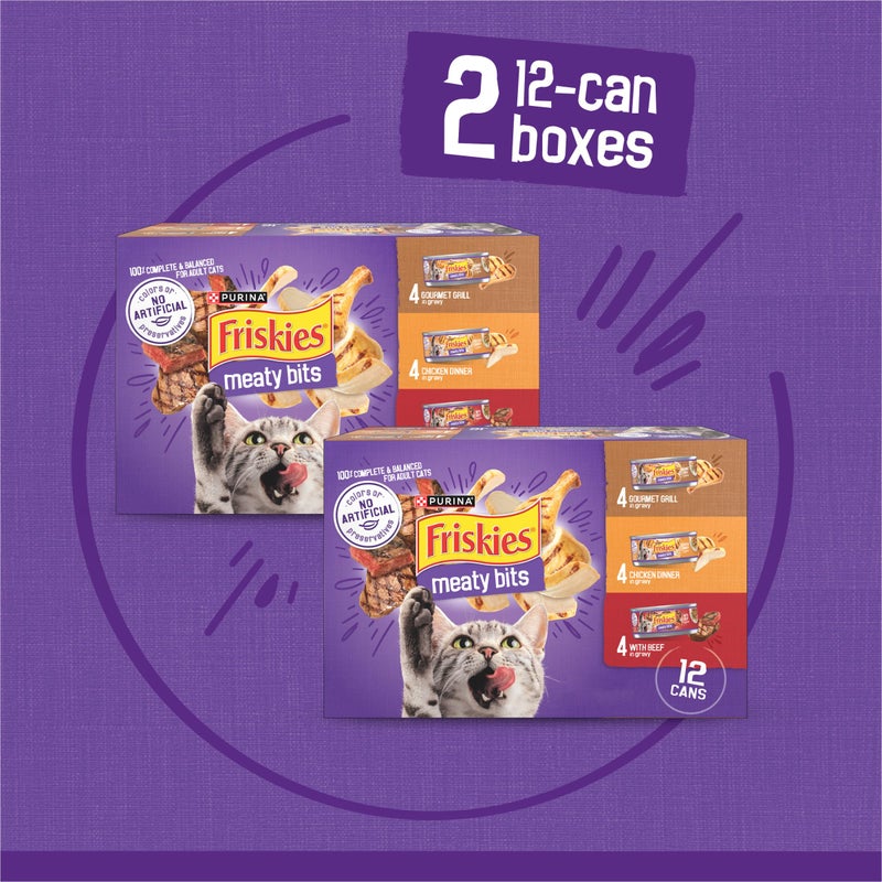 Friskies Purina Friskies Gravy Wet Cat Food Variety Pack, Meaty Bits - (2 Packs of 12) 5.5 oz. Cans - Image 3