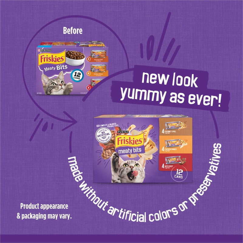 Friskies Purina Friskies Gravy Wet Cat Food Variety Pack, Meaty Bits - (2 Packs of 12) 5.5 oz. Cans - Image 2