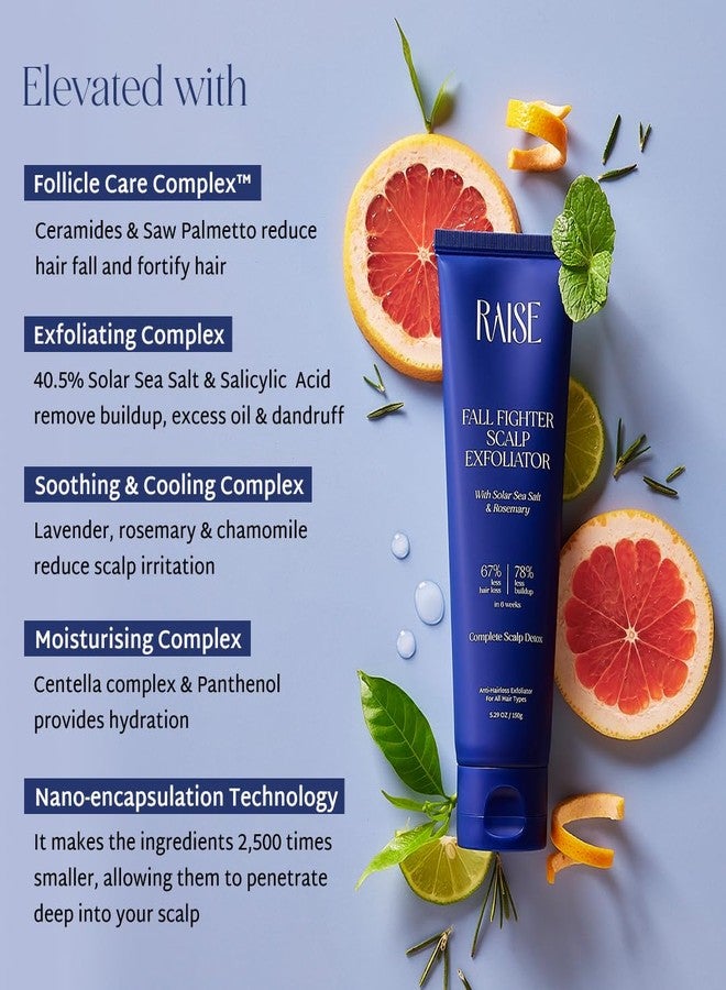 Raise Fall Fighter Scalp Scrub | Deep Cleanse & Detox Scalp Exfoliator for Dandruff & Buildup Removal | Rosemary & Sea Salt Formula | Cooling & Soothing Hair Treatment | SLS Free | 150 g - Image 4