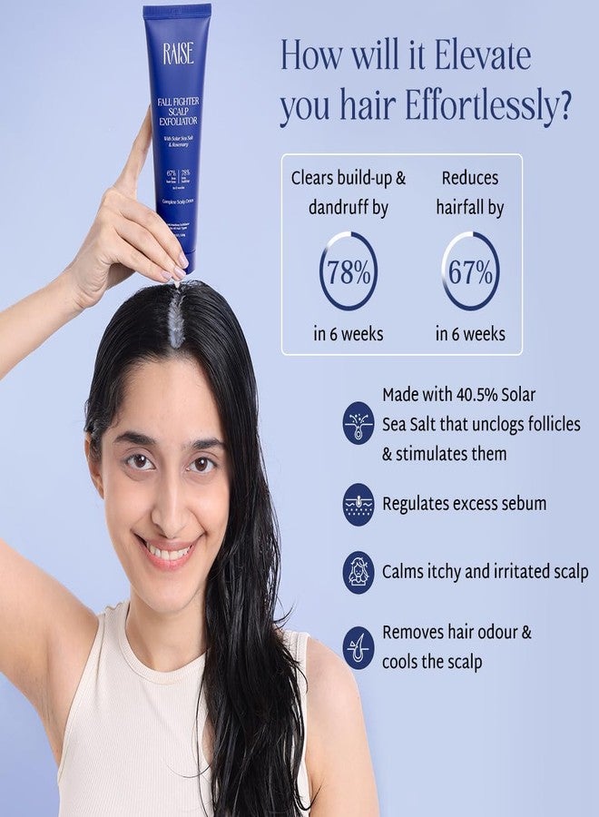 Raise Fall Fighter Scalp Scrub | Deep Cleanse & Detox Scalp Exfoliator for Dandruff & Buildup Removal | Rosemary & Sea Salt Formula | Cooling & Soothing Hair Treatment | SLS Free | 150 g - Image 5