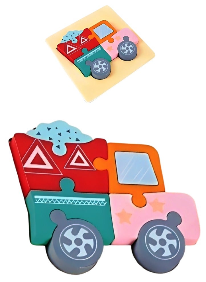 لغز خشبي ثلاثي الأبعاد مصمم على شكل شاحنة صغيرة للأطفال الصغار، أدوات دعم التعليم المبكر للآباء والمعلمين، ألوان وأنماط جذابة، لعبة مونتيسوري صممت لتنمية المهارات الحسية والحركية، هدية رائعة