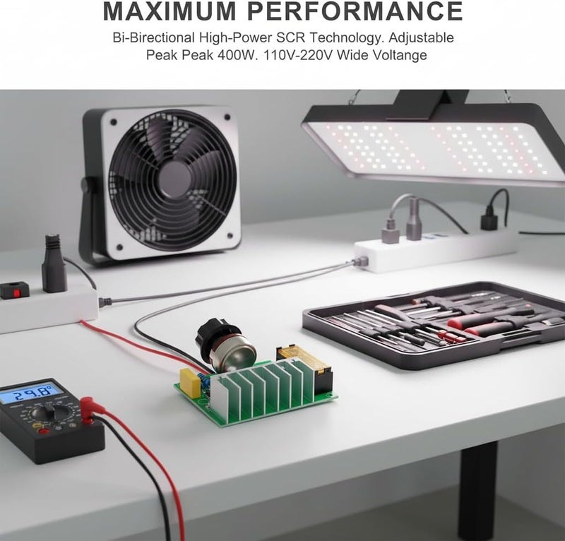 KASTWAVE High Power SCR Motor Speed Controller, 2000W/4000W Dual Mode, 110V-220V Wide Voltage with Dimming, Stabilization & Thermostat Function, Adjustable Voltage Regulator for Fan, Heater, Motor Control - Image 5
