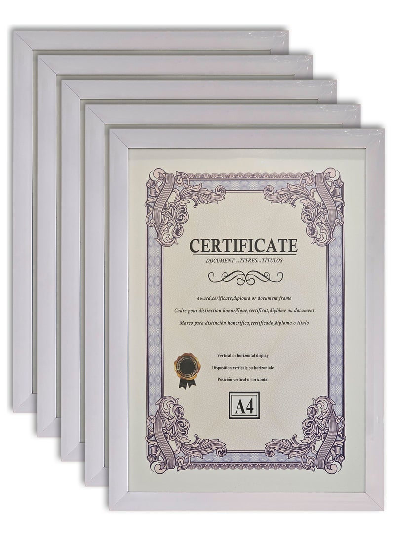 5 × A4 Picture Frame, Elegant Certificate Document Frame for Wall or Tabletop Display. Available in different packages to suit your budget.  - Image 1