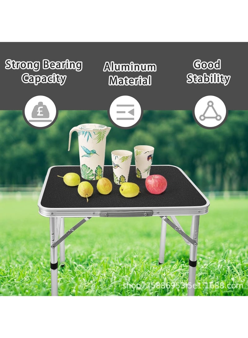 founder Folding Table, Portable Lightweight Folding Camping Table, Aluminum Small Folding Table Portable with Handle, Adjustable Height for Picnic, Party, BBQ, Black - Image 5