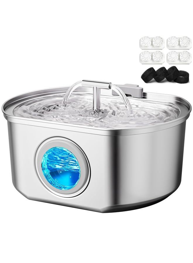 Neareal Cat Water Fountain Stainless Steel - Pet Drinking Fountain for Cats Indoor - 3.2L/108oz Automatic Water Dispenser with Watering Level Window (4 Filter) - Image 1