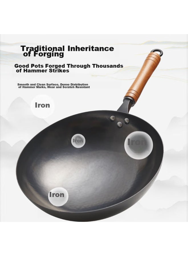 Jitiechui Ji Tiema Zhangqiu Wok Iron Pan Stir-fry Pan Non-stick Pan Hand-forged Uncoated Cooked Iron Gas Stove Seasoning Model 32cm - Image 3