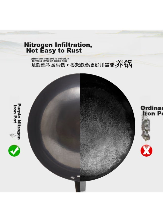 Jitiechui Ji Tiema Zhangqiu Wok Iron Pan Stir-fry Pan Non-stick Pan Hand-forged Uncoated Cooked Iron Gas Stove Seasoning Model 32cm - Image 2