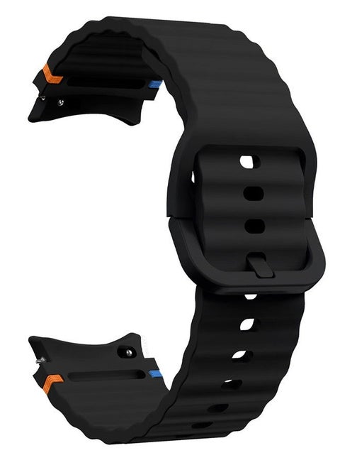 (for Samsung Galaxy Watch 7 / Samsung Galaxy Watch 6 ) Silicone Sport Band with Decorative Woven Line Durable and Sport Design for Men Women Black