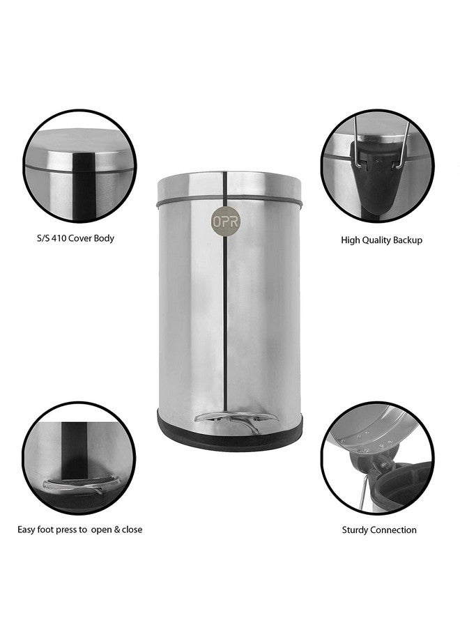 OPR Stainless Steel Step-On Plain Pedal Dustbin With Lid | Trash Can For Bathroom, Home, Kitchen, Washrooms, Room And Office With Lid(Medium Size) (8 x 12-inch - 7 Litres) - Image 2