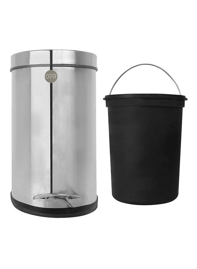 OPR Stainless Steel Step-On Plain Pedal Dustbin With Lid | Trash Can For Bathroom, Home, Kitchen, Washrooms, Room And Office With Lid(Medium Size) (8 x 12-inch - 7 Litres) - Image 1