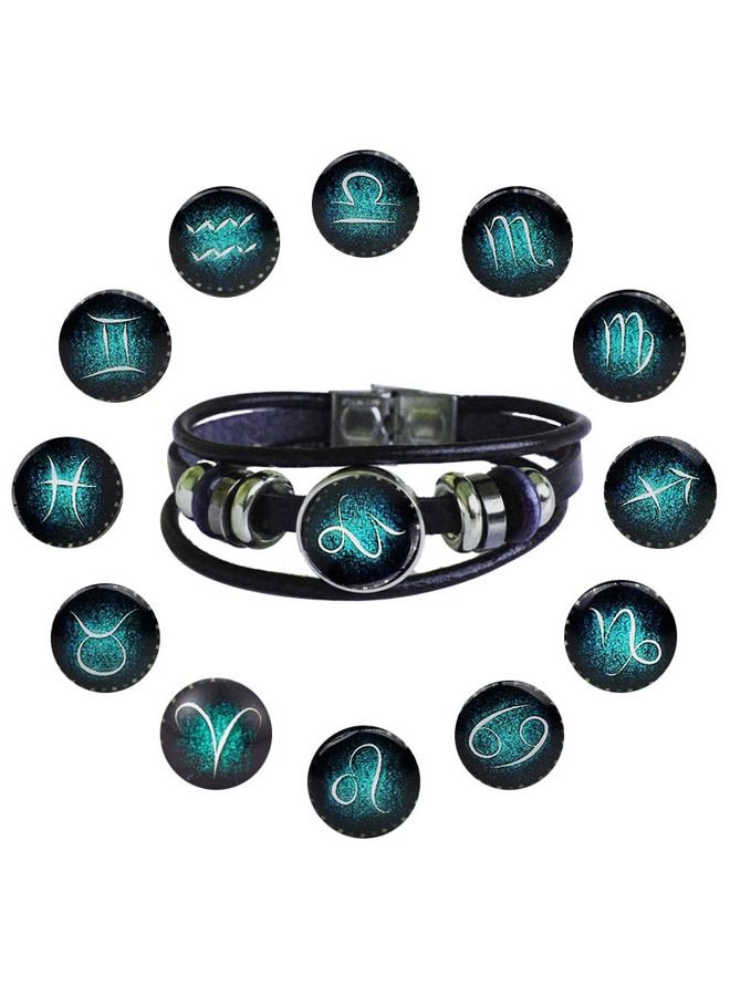 5esha Constellations Leather Zodiac Sign With Beads Punk Bracelet (Capricorn) - Image 3