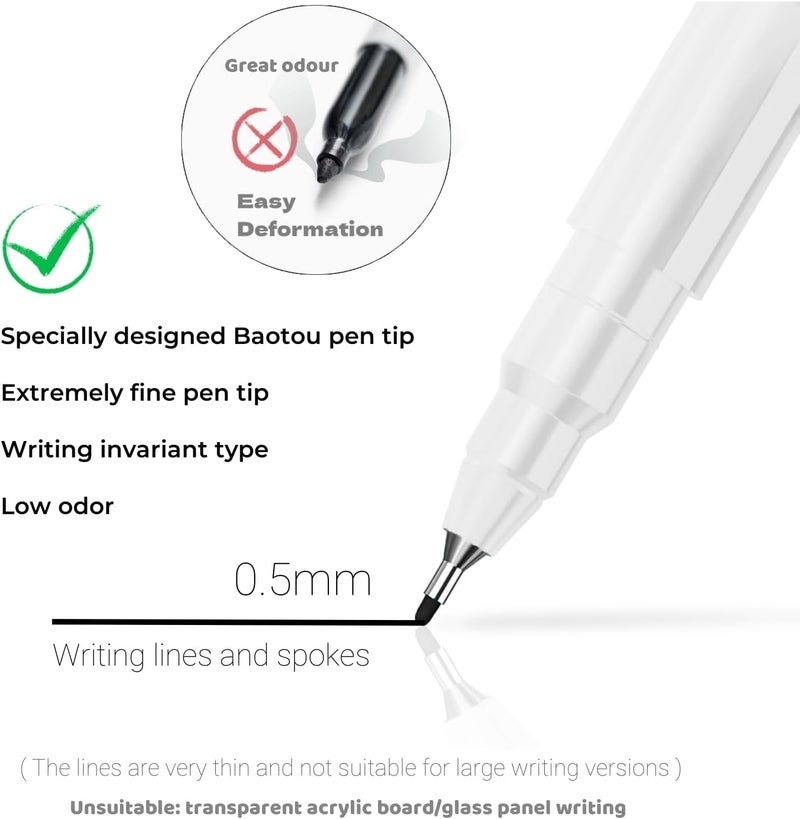 KASTWAVE 0.5mm Fine Tip Dry Erase Markers, 10-Color Set with Magnetic Eraser, Ultra-Fine Whiteboard Markers for Calendar, Notebooks, and Notepads, Multicolor - Image 2