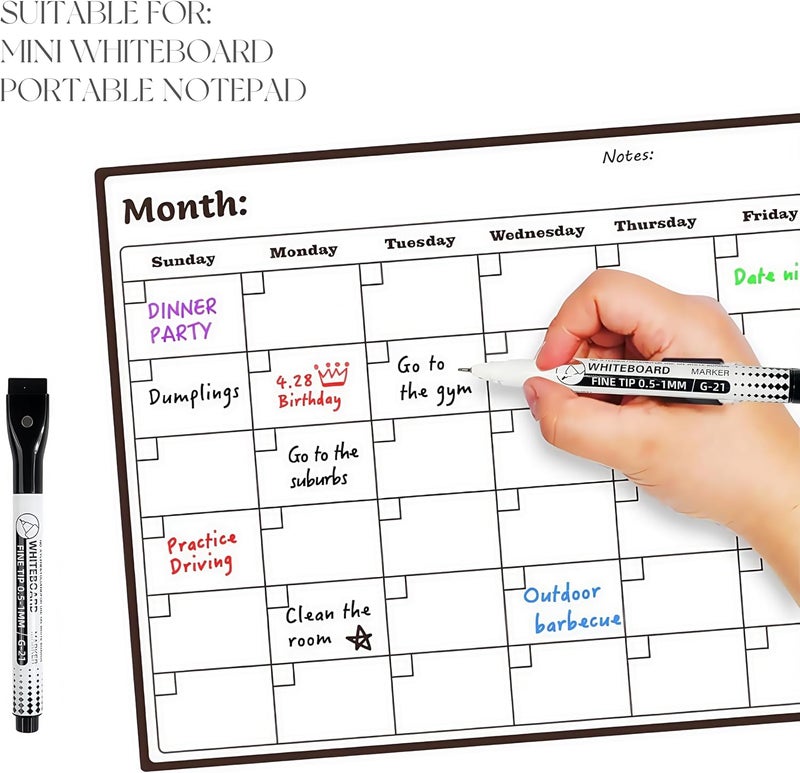 KASTWAVE 0.5mm Fine Tip Dry Erase Markers, 10-Color Set with Magnetic Eraser, Ultra-Fine Whiteboard Markers for Calendar, Notebooks, and Notepads, Multicolor - Image 5