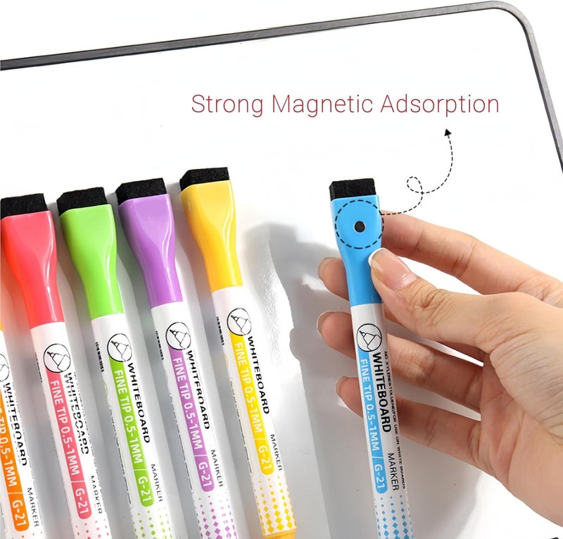 KASTWAVE 0.5mm Fine Tip Dry Erase Markers, 10-Color Set with Magnetic Eraser, Ultra-Fine Whiteboard Markers for Calendar, Notebooks, and Notepads, Multicolor - Image 3