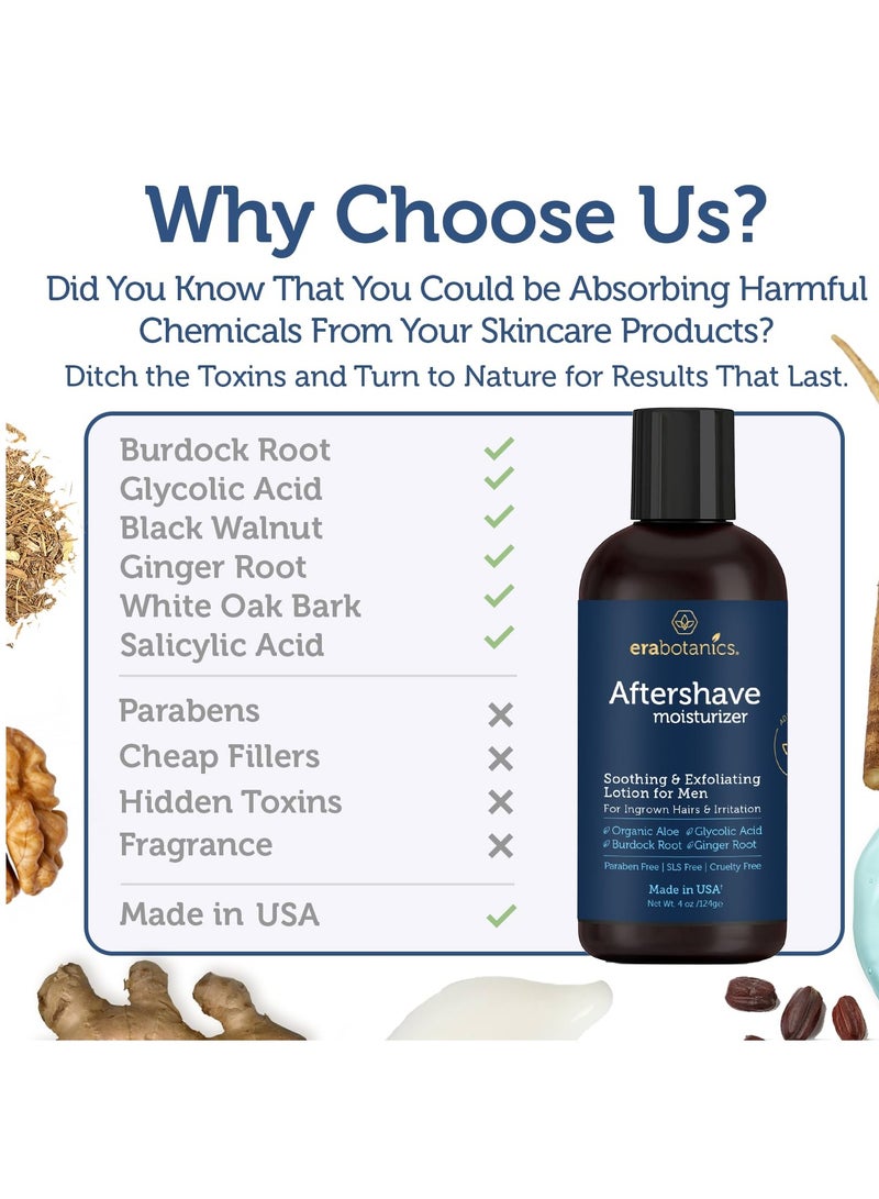 Era Organics Era Organics Aftershave for Men - Soothing and Moisturizing After Shave Lotion for Men Made in the USA - Exfoliating Ingrown Hair Serum for Bumps and Irritation with Ginger Root and Burdock Root - Image 4