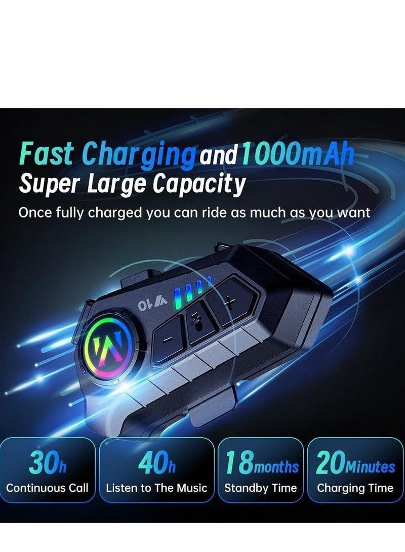 Furtey Motorcycle Helmet Headset, V5.3 Bluetooth Speakers with Music Sharing, Noise Cancellation Helmet Headphone with Strong Bass, IPX6 Waterproof Headphone - Image 5