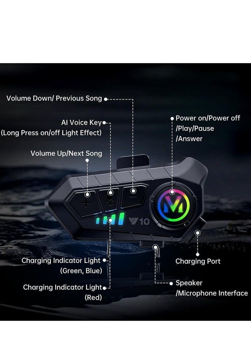 Furtey Motorcycle Helmet Headset, V5.3 Bluetooth Speakers with Music Sharing, Noise Cancellation Helmet Headphone with Strong Bass, IPX6 Waterproof Headphone - Image 3