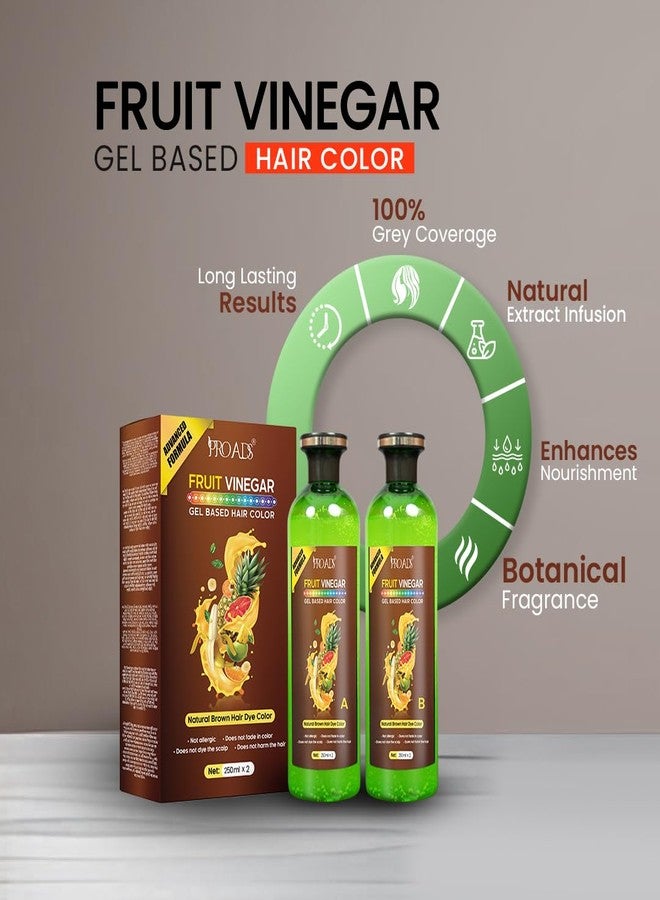 PRO ADS PROADS Fruit Vinegar Natural Brown Gel-Based Hair Color | Brown Shade for Men & Women | Smooth Non-Drip Gel Formula with Natural Shine Boost | Quick 10 Minute Application, 500mlx2(1000ml) - Image 3