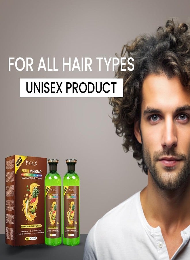 PRO ADS PROADS Fruit Vinegar Natural Brown Gel-Based Hair Color | Brown Shade for Men & Women | Smooth Non-Drip Gel Formula with Natural Shine Boost | Quick 10 Minute Application, 500mlx2(1000ml) - Image 4