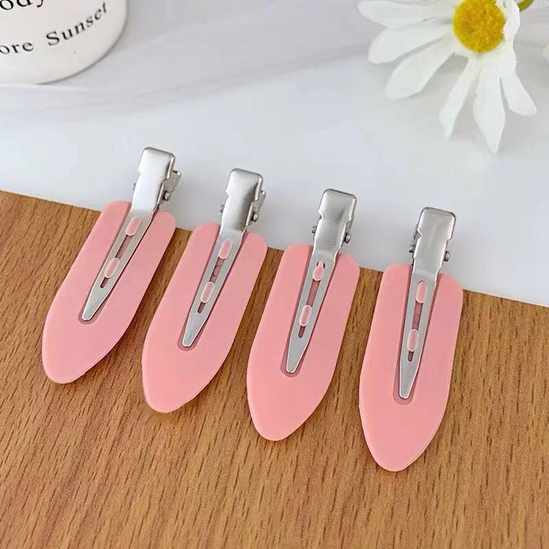 Generic Ouyang Nana Invisible Clip Hairpin Girls Seamless Side Duckbill Clip Korean ins Headwear Bangs Clip Pink 4 piece set (separate card packaging)