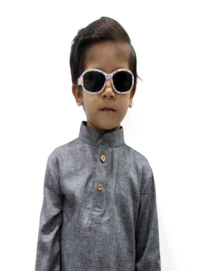 Trender Ethnic Wear Grey Cotton Blend Full Sleeves Plain Kurta Set for Kids - Image 1