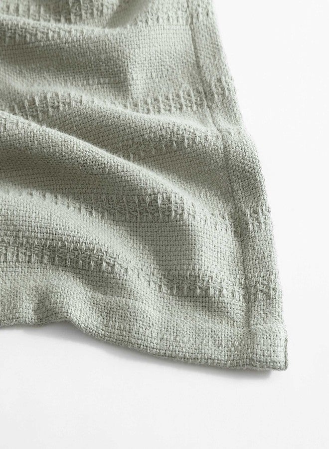 إدي بوار إيدي باور - بطانية بحجم مزدوج، مصنوعة من القطن بنسبة 100%، تتميز بملمس ناعم طبيعي، وزنها 400 جرام/متر مربع، بطانية مناسبة للأريكة أو السرير (نسيج مخطط أخضر متنوع) - Image 4