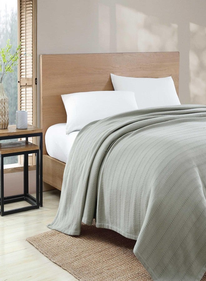 إدي بوار إيدي باور - بطانية بحجم مزدوج، مصنوعة من القطن بنسبة 100%، تتميز بملمس ناعم طبيعي، وزنها 400 جرام/متر مربع، بطانية مناسبة للأريكة أو السرير (نسيج مخطط أخضر متنوع) - Image 3