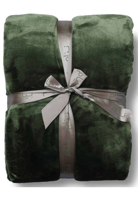 Neyam 100% polyester winter blanket. Size 200X150 - Soft and comfortable velvet blanket, Green.