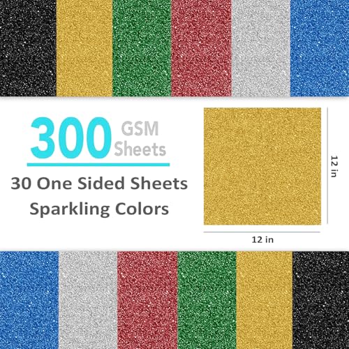 SANZIX 30 Sheets Gold Glitter Cardstock Paper 12x12" 110lb 300 GSM-Premium Gitter Sparkle Paper for Cricut, Christmas Cards, Scrapbook, DIY Crafts, Custom Cards, Decor & Gifts - Image 2