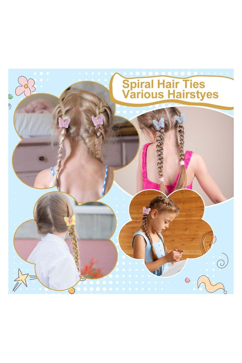 ربطات شعر على شكل سلك هاتف على شكل فراشة، مع أربطة مطاطية وطول قابل للتعديل (قطعتان - أخضر) - Image 4