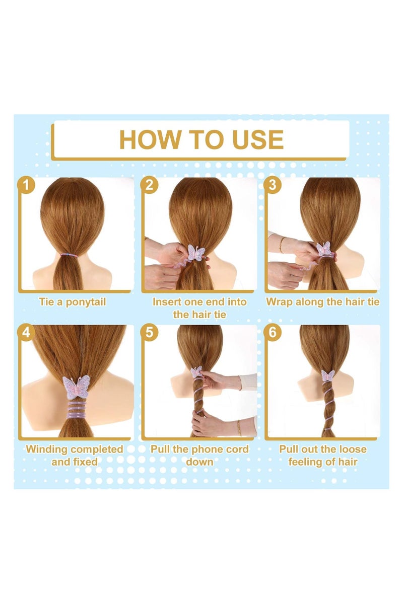 ربطات شعر على شكل سلك هاتف على شكل فراشة، مع أربطة مطاطية وطول قابل للتعديل (قطعتان - أخضر) - Image 5