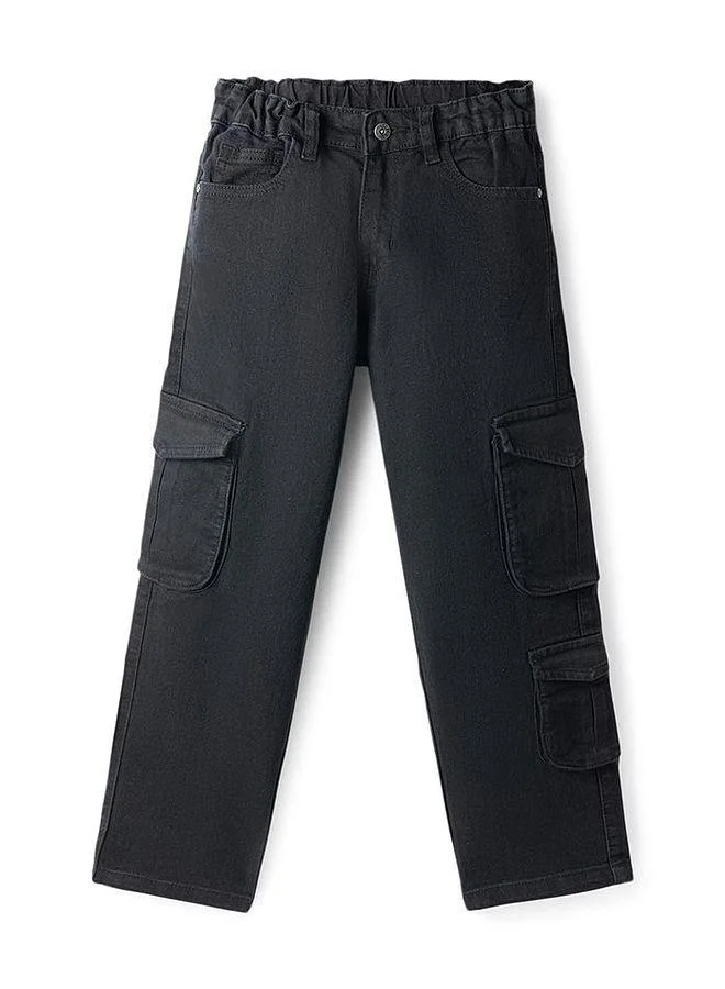Primo Gino Primo Gino Woven Full Length Solid Jeans with Cargo Pockets - Black