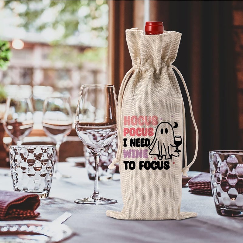 FBCCZEY Funny Hocus Pocus Decor Halloween Ghost Decor Hocus Pocus Wine Bag Gifts Halloween Party Supplies Home Decorations Wine Accessories for Wine Lovers Women Men Friend - Image 3