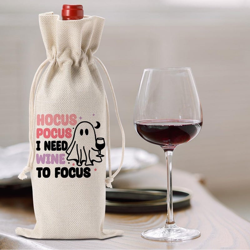 FBCCZEY Funny Hocus Pocus Decor Halloween Ghost Decor Hocus Pocus Wine Bag Gifts Halloween Party Supplies Home Decorations Wine Accessories for Wine Lovers Women Men Friend - Image 5