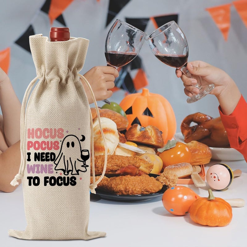FBCCZEY Funny Hocus Pocus Decor Halloween Ghost Decor Hocus Pocus Wine Bag Gifts Halloween Party Supplies Home Decorations Wine Accessories for Wine Lovers Women Men Friend - Image 2