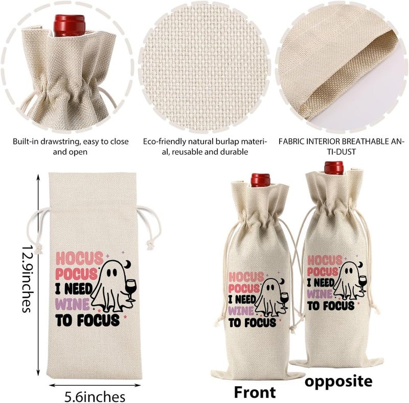 FBCCZEY Funny Hocus Pocus Decor Halloween Ghost Decor Hocus Pocus Wine Bag Gifts Halloween Party Supplies Home Decorations Wine Accessories for Wine Lovers Women Men Friend - Image 1