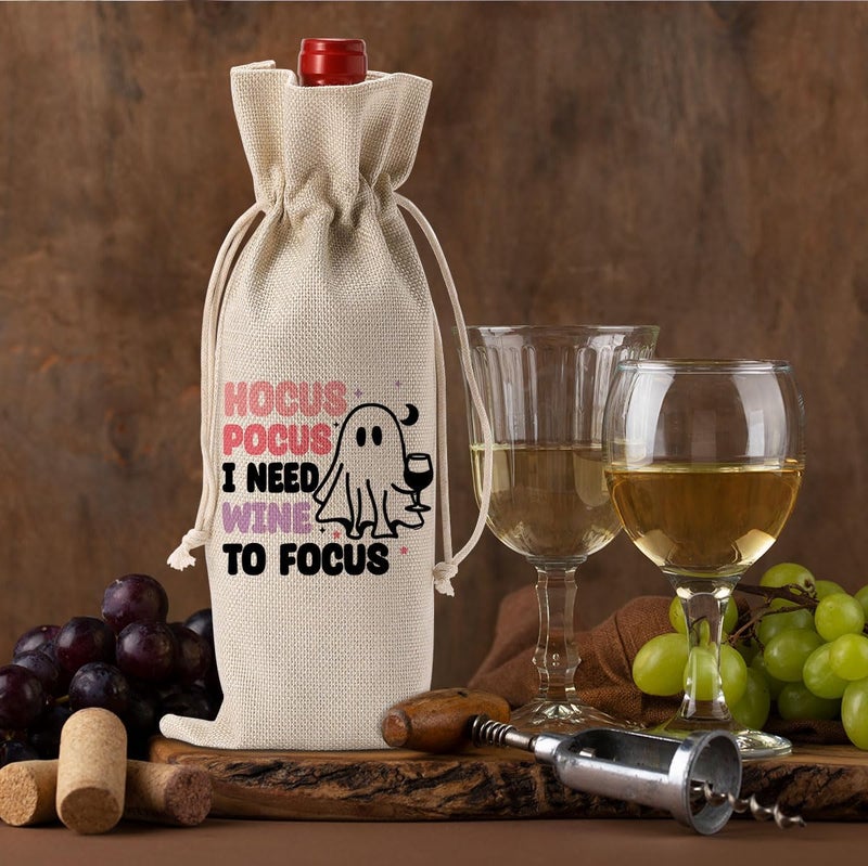 FBCCZEY Funny Hocus Pocus Decor Halloween Ghost Decor Hocus Pocus Wine Bag Gifts Halloween Party Supplies Home Decorations Wine Accessories for Wine Lovers Women Men Friend - Image 4