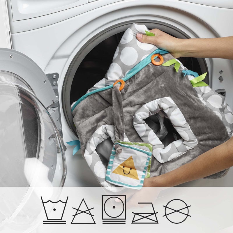 Boppy Preferred Shopping Cart Cover for Baby - 360Â° Coverage Cart Cover for Babies with Integrated Storage Pouch and Safety Harness, Washable, 6 Month & Up - Gray Jumbo Dots - Image 5